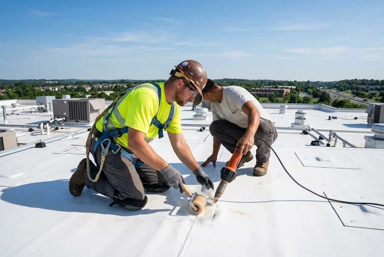 Single-ply membrane installation in Salinas, CA Single-ply membrane installation in Salinas, CA